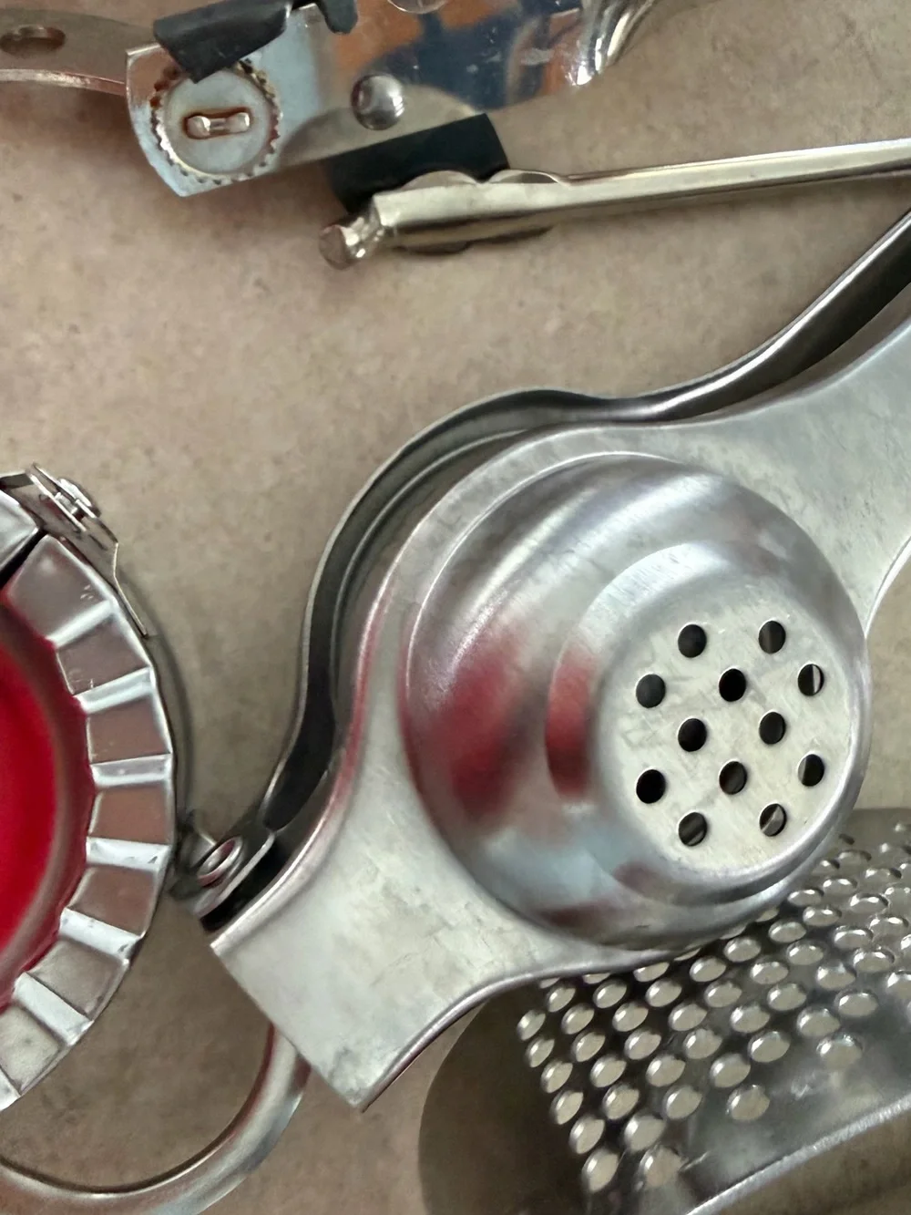 Kitchen Gadget Set - Stainless Steel Tools with White Handle